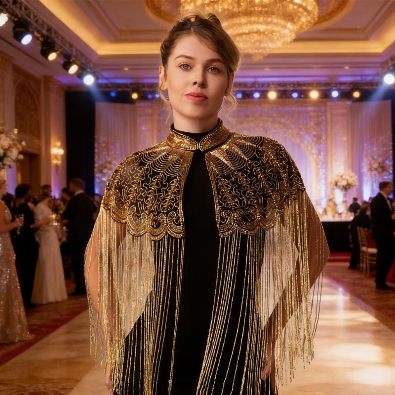 Luxury Long Tassels Indian Shawl with Beadwork And Soft Polyester Fabric Bohemian Fringe Evening Wrap