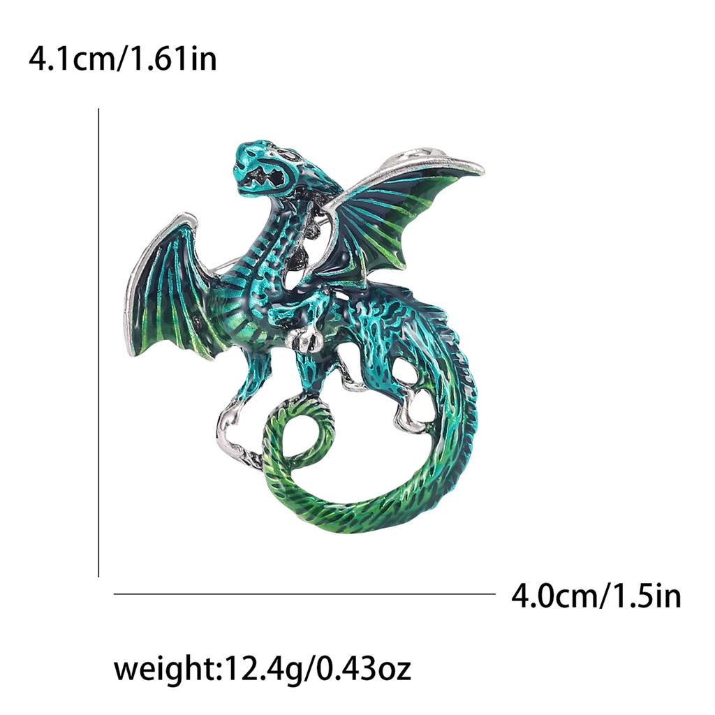 Enamel Dragon Brooches for Women Unisex Rhinestone Necklace Flying Dragon Pins Banquet Party Backpack Gifts Jewelry Accessories