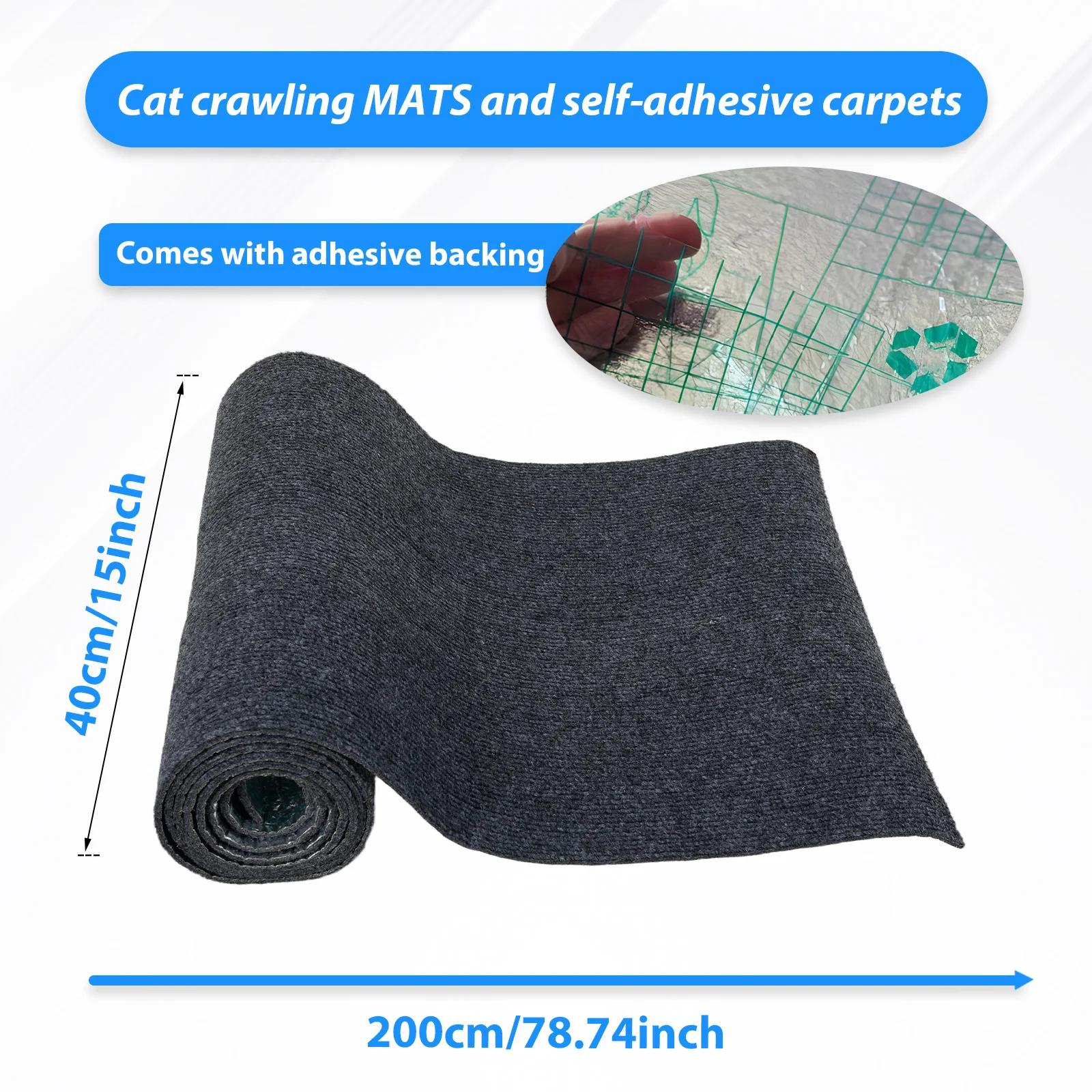 

2Pcs Cat Scratch Mat 40x200CM Self Adhesive Carpet with Installation Accessories Trimmable Cat Scratching Post Replacement Pads