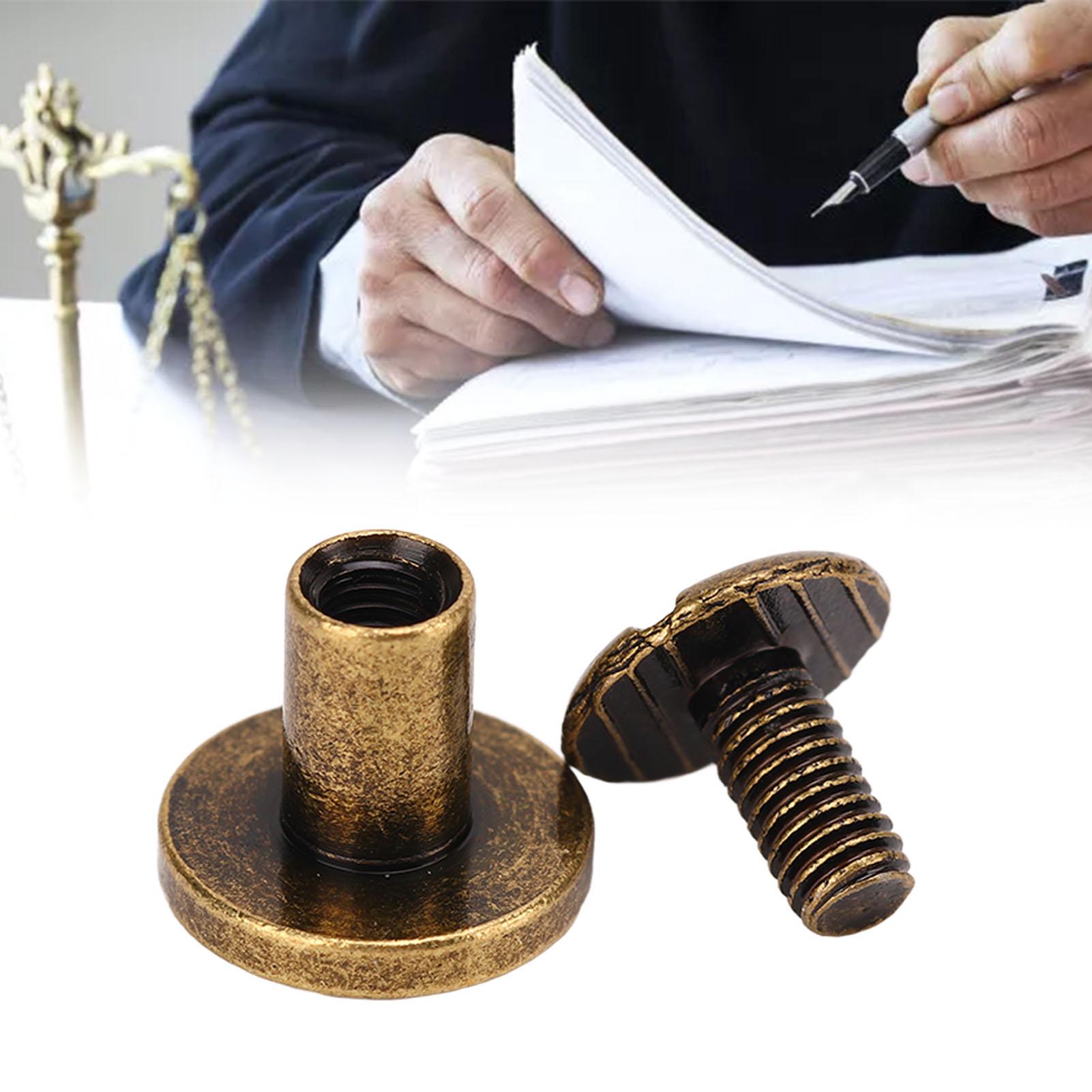 

200 Set Chicago Screws Set 9.5x8mm Hard Thick Brass Uniform Coating Leather Screw Rivets for Photo Album