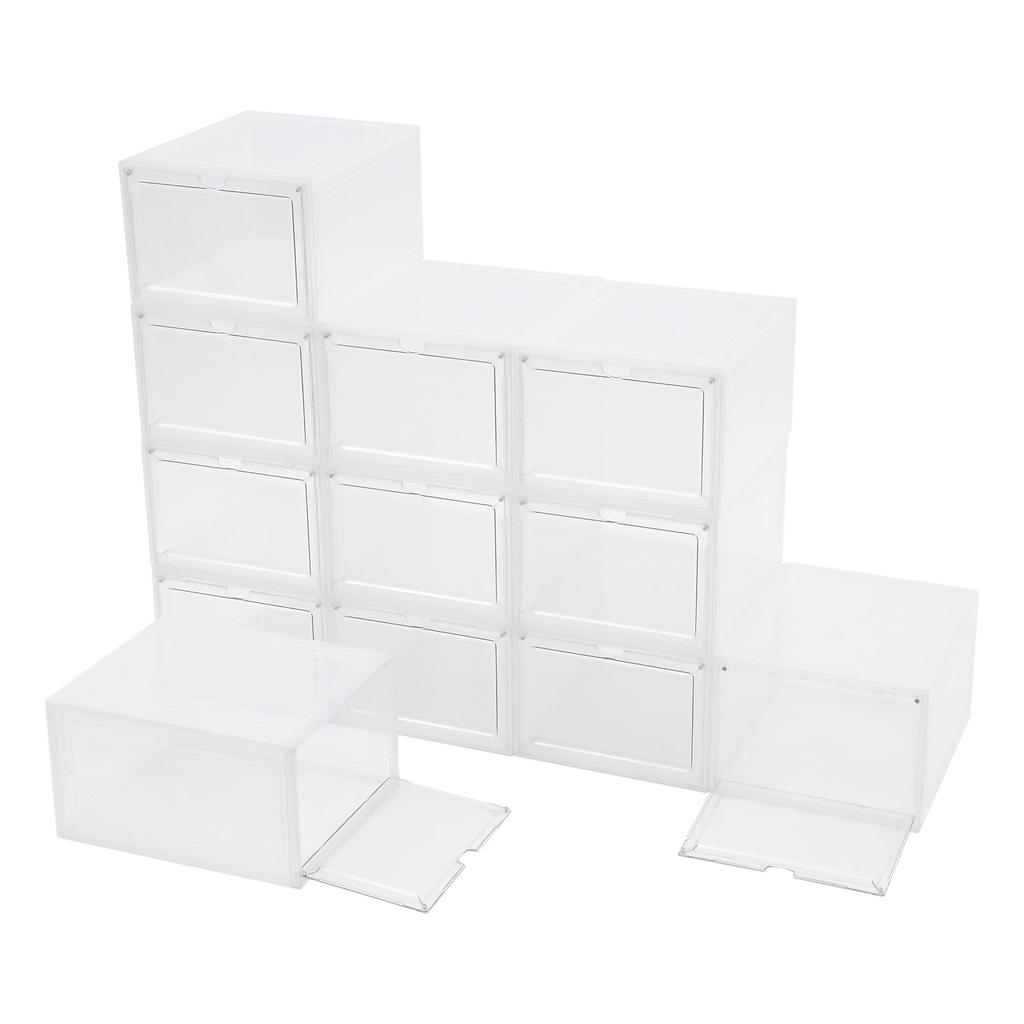 Shoe Containers, Stackable Sneaker Boxes, Shoe Display Cases 12 Pieces In One Set Bur-free Edges for Closets, Bedrooms, Bathroom