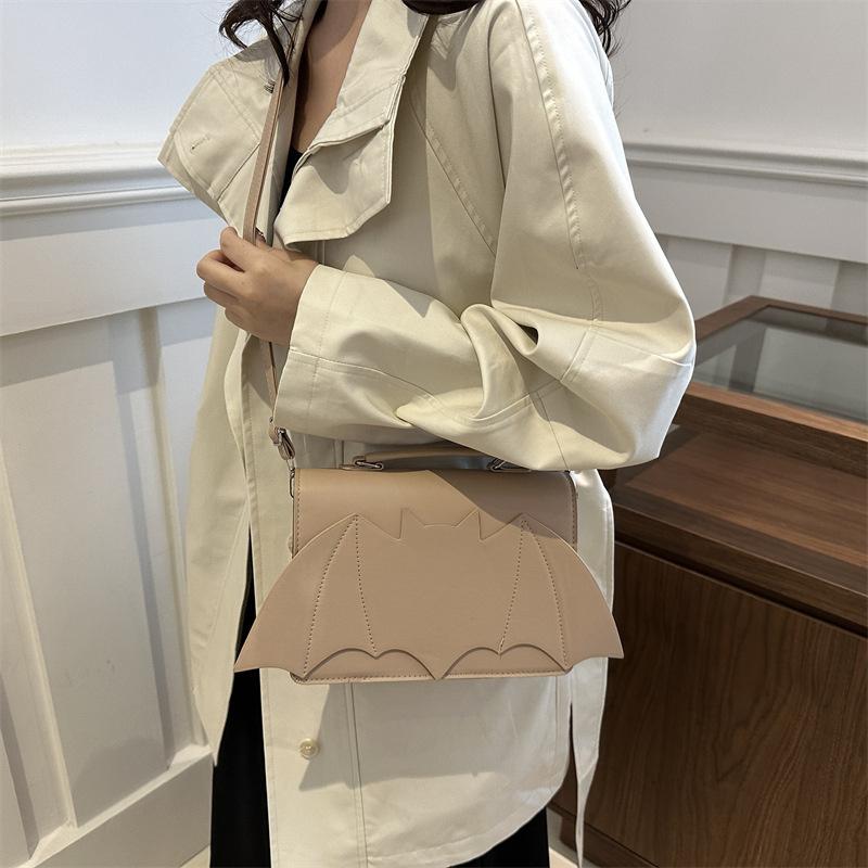 Yogodlns Gothic Women Shoulder Bag Bat Wing Ladies Top-handle Bags Creative Chic PU Leather Handbag Halloween Novelty Crossbody Bag Purse
