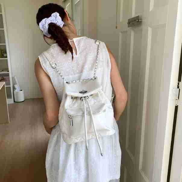 Rhombus bag women's new chain backpack fashion portable bucket bag texture travel backpack