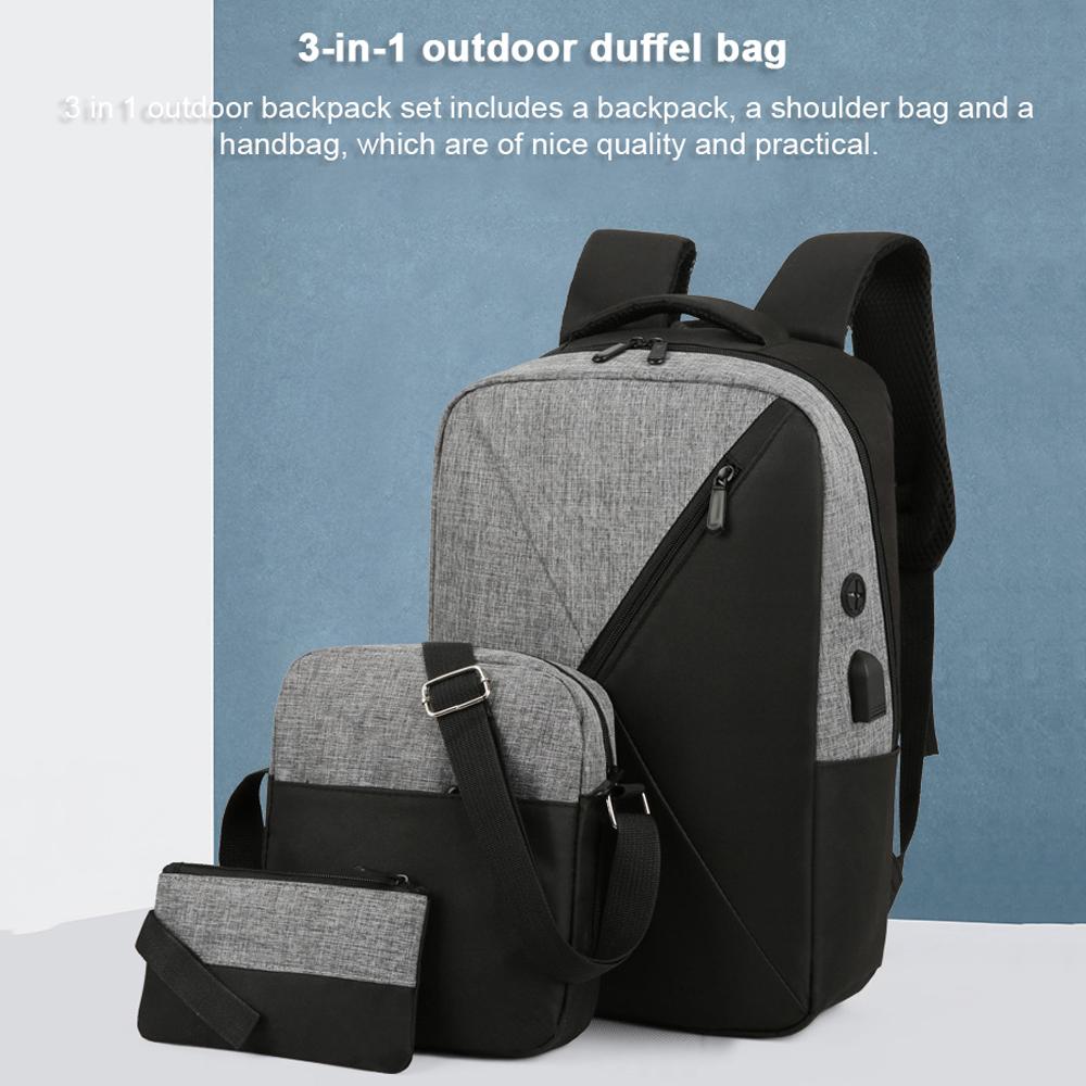 Set of 3 Laptop Backpack Large Capacity Business Daypack Portable Travel Commuting Bag with USB