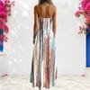 Women Plus Size Off Shoulder V Neck Strappy Sleeveless Printed A Line Maxi Dress
