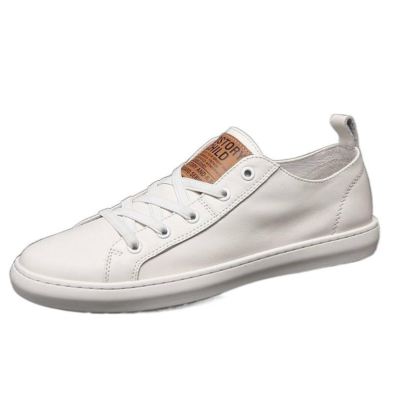 Men's shoes cowhide little white shoes men's spring and summer new soft cowhide soft sole soft surface versatile men's sports and leisure board shoes