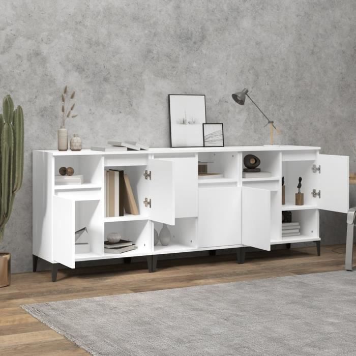 VidaXL Buffets 3 pcs blanc 60x35x70 cm bois d'ingénierie 3185743
