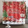 Christmas Shower Curtain Snowflake Snowman Winter Forest Bathroom Bathtub Decoration Waterproof Fabric With Hooks