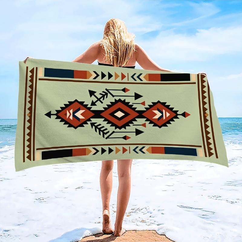 

Boho-style beach towel with geometric patterns,Beach towels,extra-large microfiber beach blankets,super absorbent bath towels W30*H60(CM)