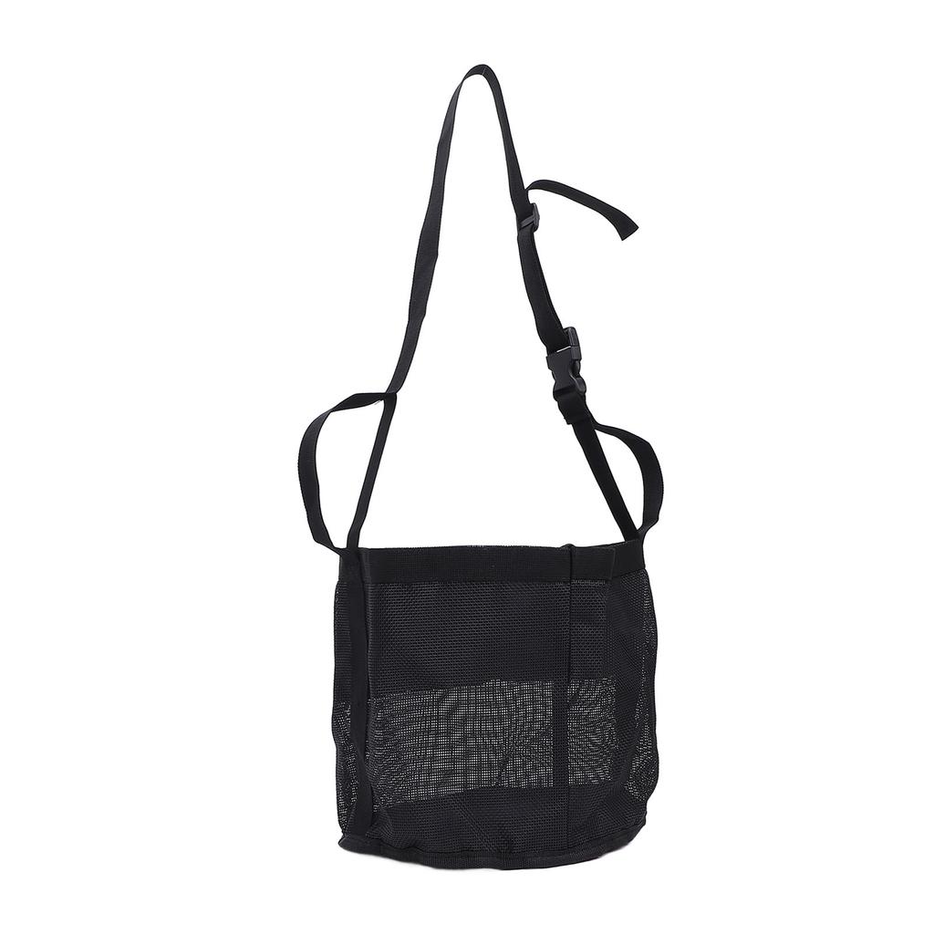 Horse Hay Feeding Bag with Adjustable Neck Strap Spill Proof Nylon Mesh Feed Bucket for Cattle Sheep