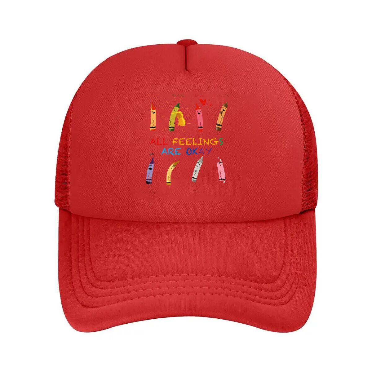 All Feelings Are Okay Crayon Canvas Wall Art  Mesh Baseball Cap Hip Hop Adjustable