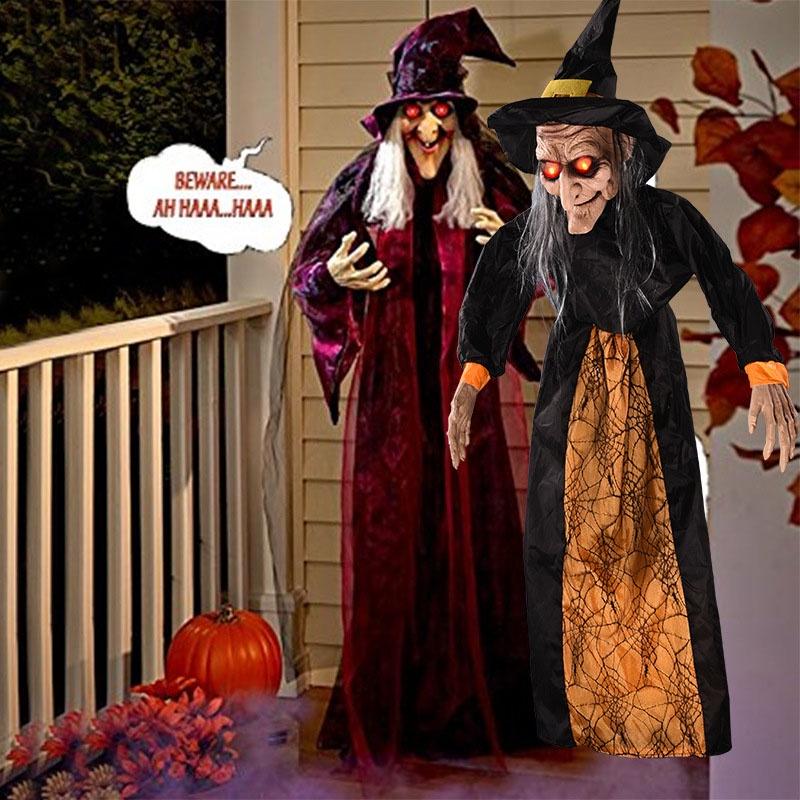 Size Animated Life Witch With Led Eyes And Spooky Sounds Halloween Decorations