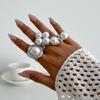 Baroque Metal & Pearl Ring Set: European-American Style