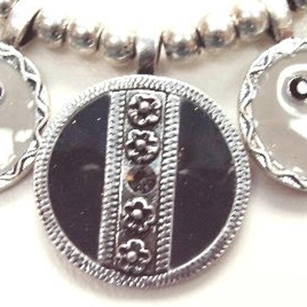 Les Trésors De Lily [C5340] - Colier de designer „Esmeralda” gri-negru