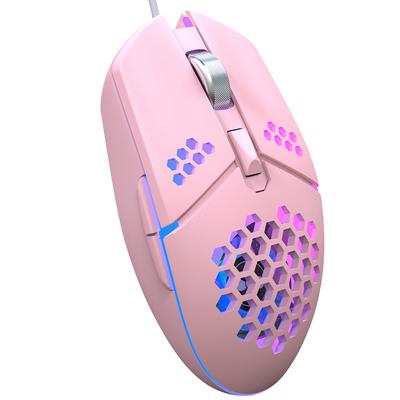Mouse da gioco RGB USB cablato con ventola di raffreddamento 3200 DPI Nido d'ape cavo cavo rosa per gamer per laptop PC