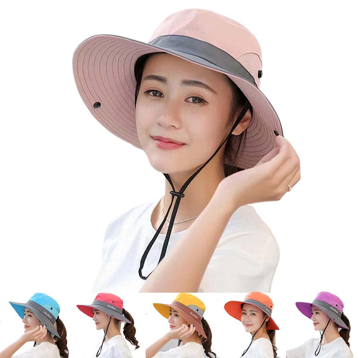 Yiran Dayang Hat Women's Uv Protection Foldable Sun Hat - Wide Brim Ponytail Bucket Hat For Beach, Hiking, And Outdoor Adventures