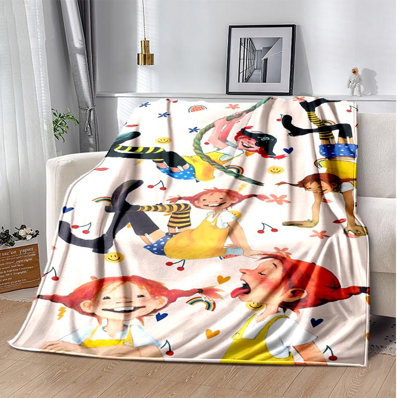 Manta de Franela Pippi Suave Cálida para Todas las Estaciones, Diseño para Acampar, Viajes en Coche, Senderismo Sofá, Cama, Oficina Regalo Perfecto para Fiestas