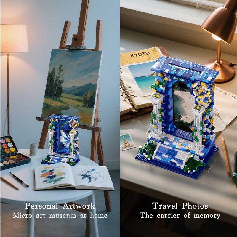 Non-Toxic 1745Pcs Dreamlike Starry Sky Door Building Blocks Sets Architectural Model Building Toys For Kids Adults Creative Ornaments
