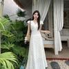 Women's Summer Pastoral Floral Print Dress - Short Sleeve, High-End Waist-Cinched, Sweet Resort Style.