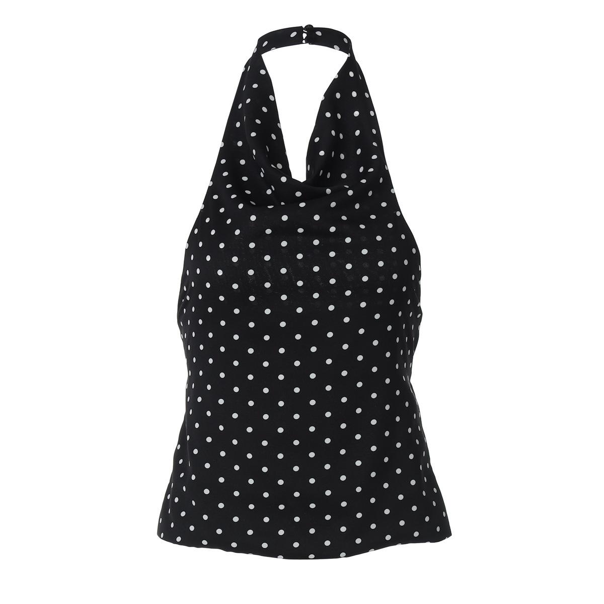 2025 Summer Women s Slim Sexy Halter Top: Backless, Sleeveless, Waist-Cinched Small чёрный