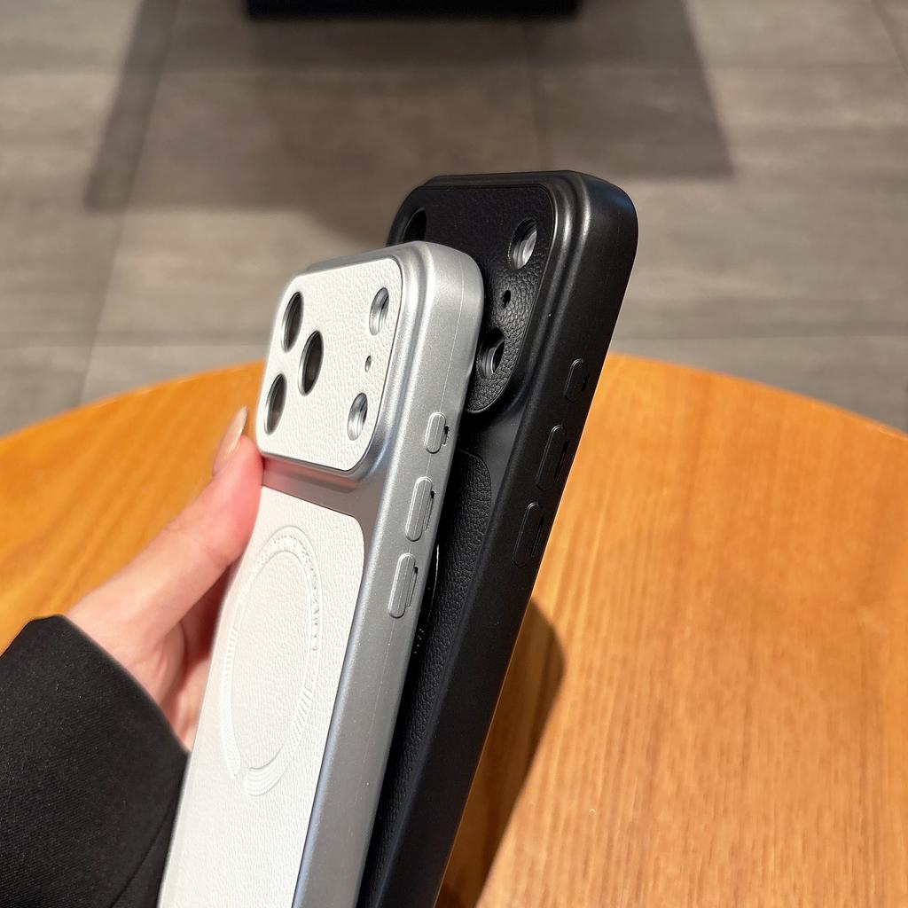 Luxury For Magsafe Lychee Leather Texture Case For iPhone 17 Air 16 15 14 13 12 11 Plus Pro Max Magnetic Matte Protection Cover