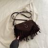 Boho Fransen Umhängetasche für Damen Vintage Wildleder Quaste Schultertasche Western Cowboy Messenger Tasche Retro Hippie Handtasche