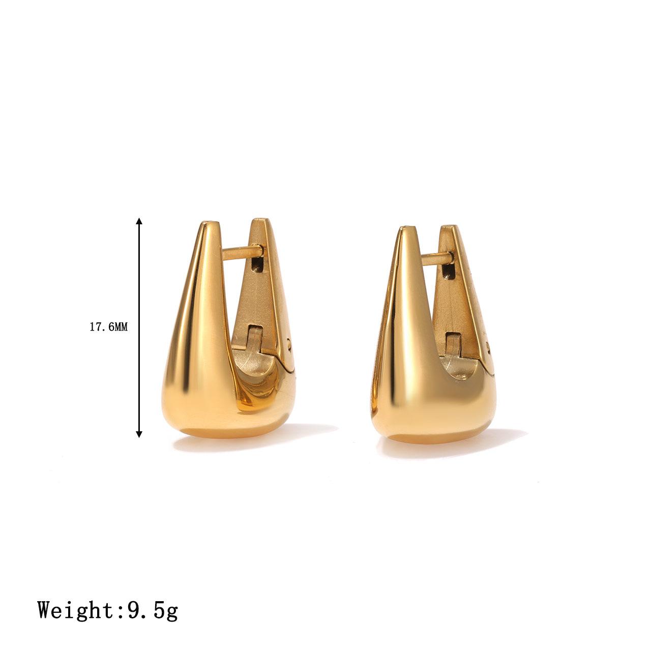 European and American Best-selling square Bucket Ear Buckles and European and American Titanium Steel Minimalist Wind Ear Rings золотой