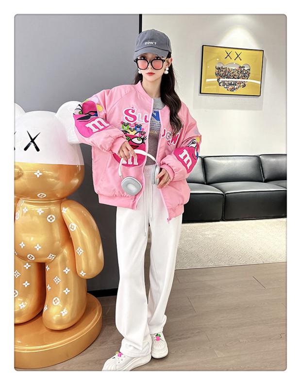 Unisex Cartoon Embroidered Baseball Jacket - Trendy Hip-Hop Style for Spring and Autumn