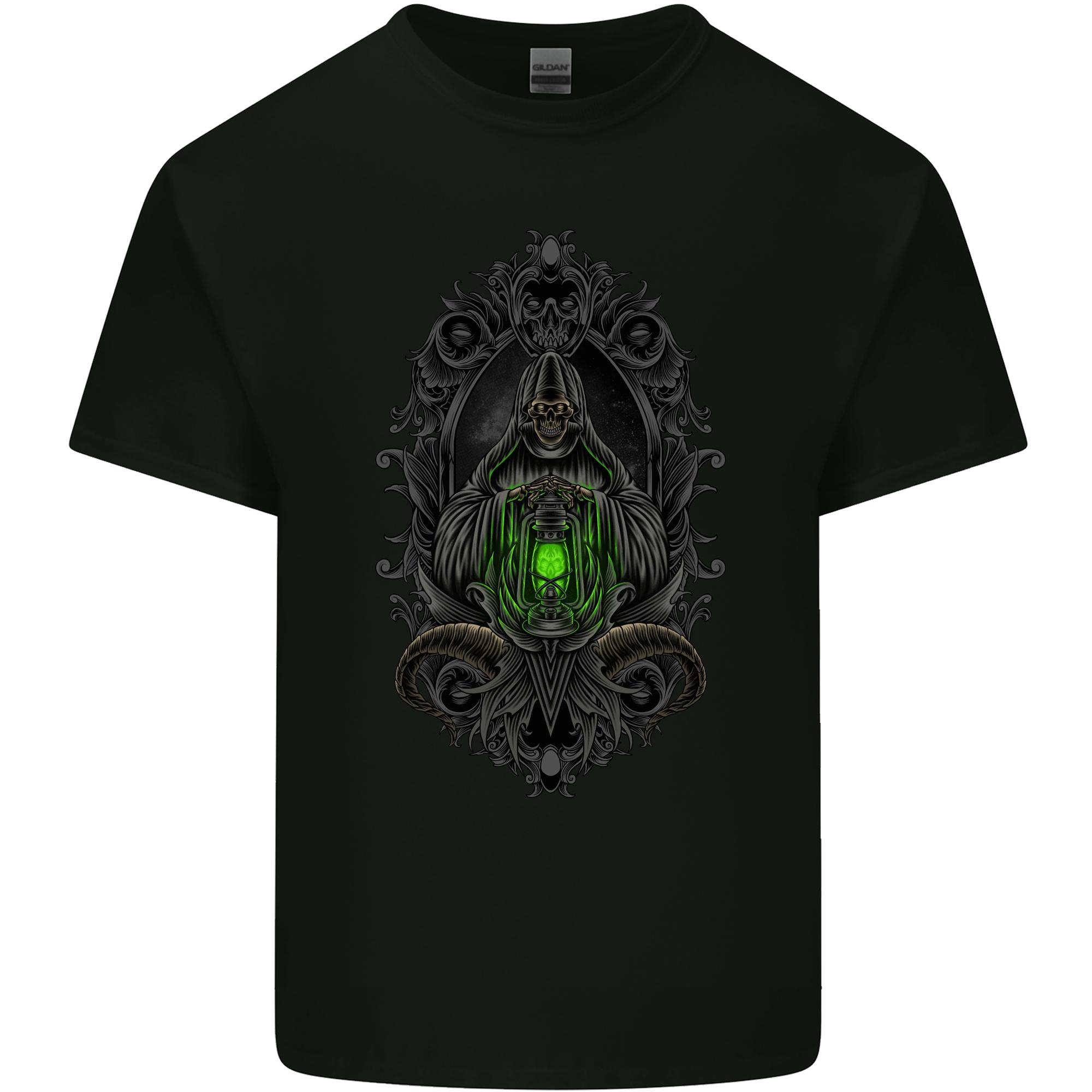 Grim Reaper Gothic Skull Heavy Metal Lantern Unisexs Light Cotton TShirt S