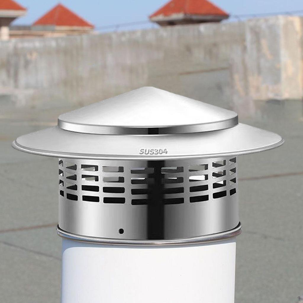 Round Chimney Cap Flue Cover Rainproof Cone Top Exhaust Vent Lid Roof Rain Guard