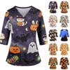Women's Halloween Costume V-Neck with Pockets Side Slit Three-Quarter Sleeve Top