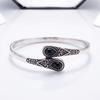Inlaid Imitation Green Agate Retro Adjustable Opening Bracelet Alloy Couple Bracelet