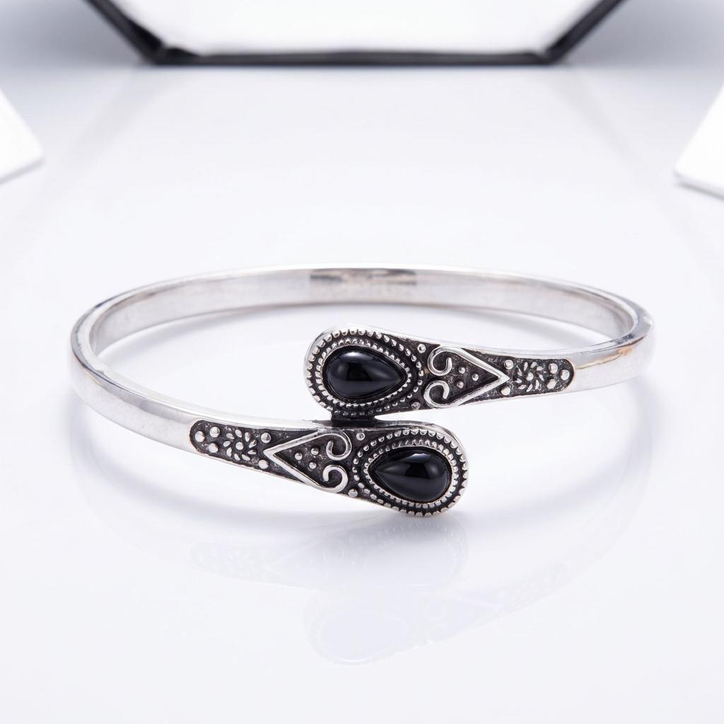 Inlaid Imitation Green Agate Retro Adjustable Opening Bracelet Alloy Couple Bracelet