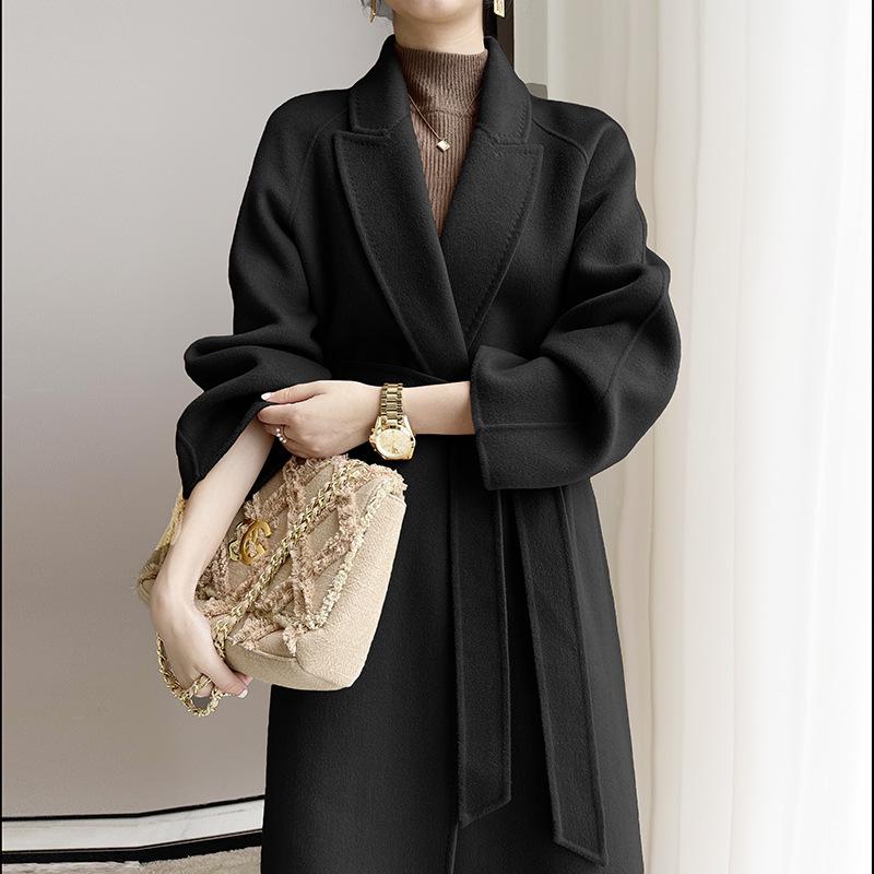 

Women s Long Double-Faced Cashmere Coat - Age-Reducing, High-End Wool, Winter 2024 S