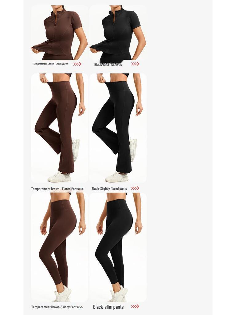 Women's High-Waisted Yoga Pants, Anti-Roll, Butt Lifting, Tummy Control, Cropped Peach Outerwear
