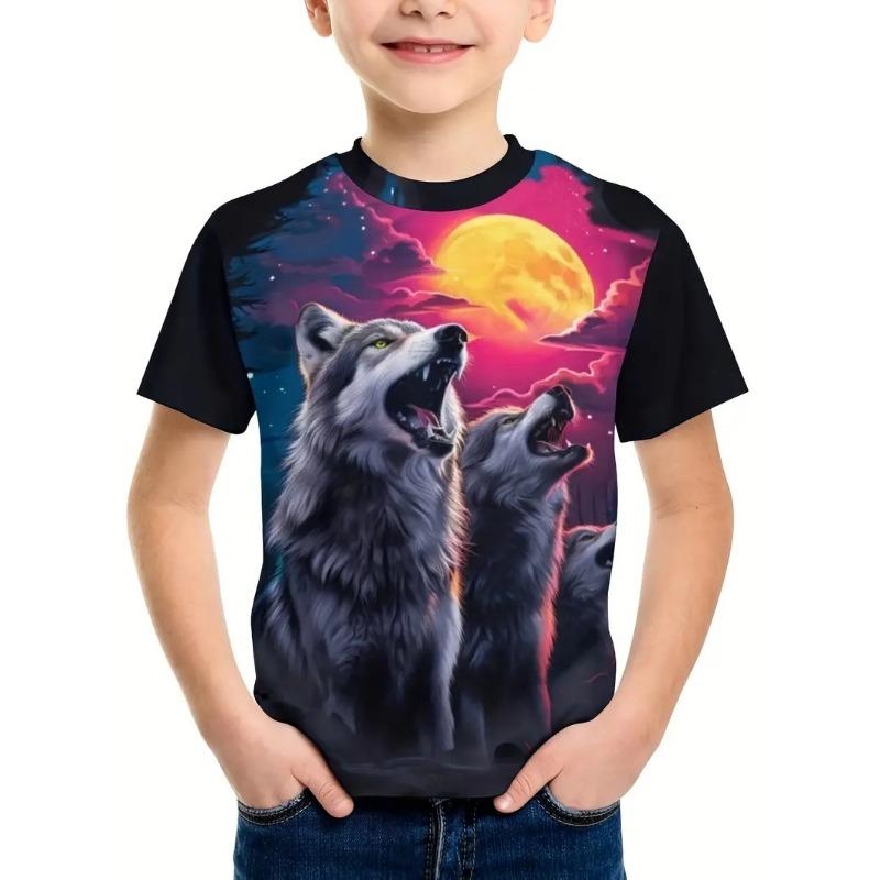 2024 Retro Hai Mode T-Shirt Tier 3D Druck Top T-Shirt Kinder Jungen Kleidung Anime Kurzarm Lässig Kinderbekleidung