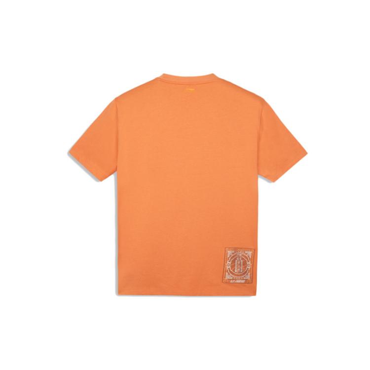 Li Ning T Shirts Unisex Dark Apricot Crew Neck Moderate Straight Fit AHSQ813-3