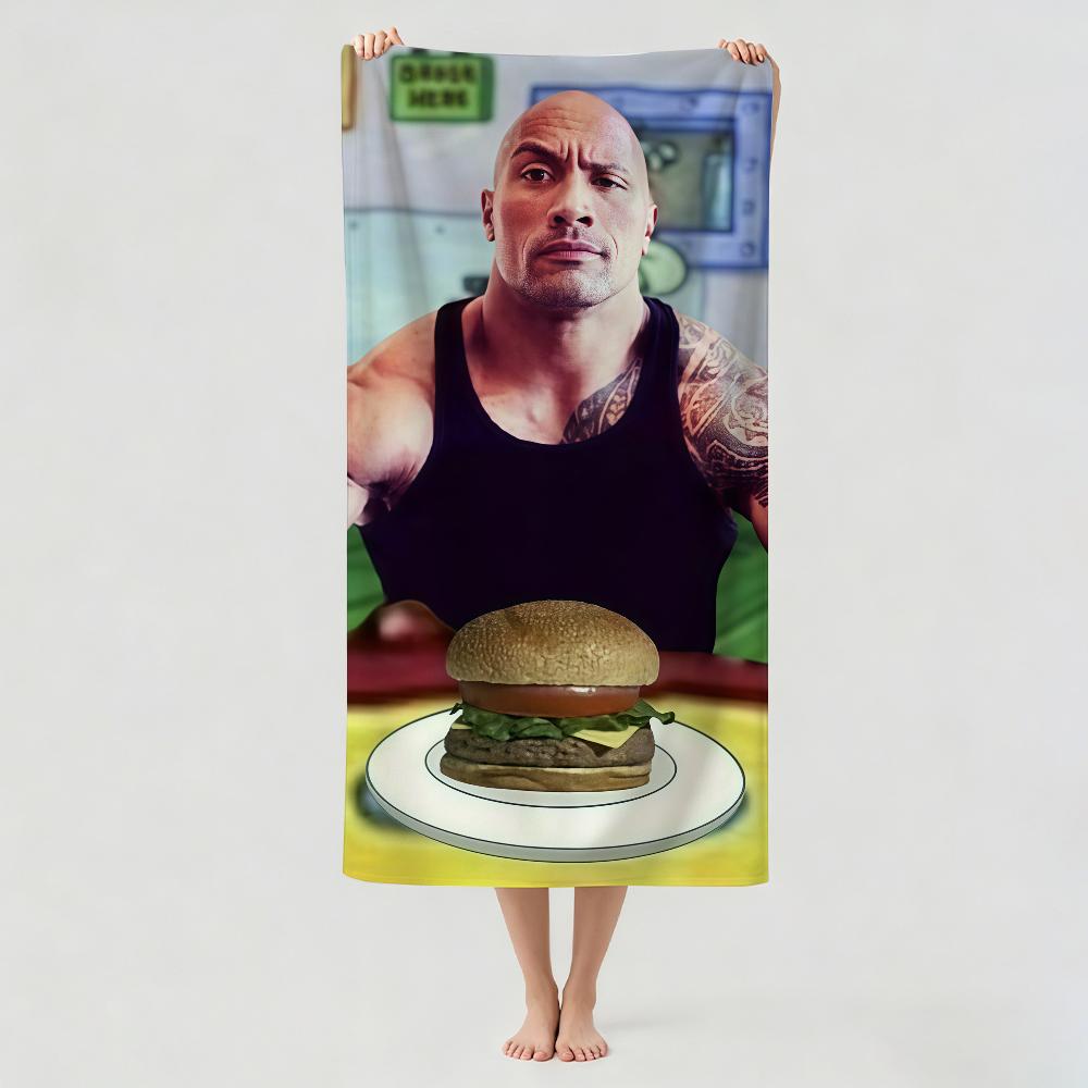 Cheat Day The Rock Eating Pancakes Towel Drying Bath Towel Applicable To Light Swimming Camping Yoga Beach Out