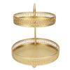 4pcs Gold 2 Tier Fruit Tray Metal 2 Tier Fruit Bowl Fruit Stand Organizer  For Party Event