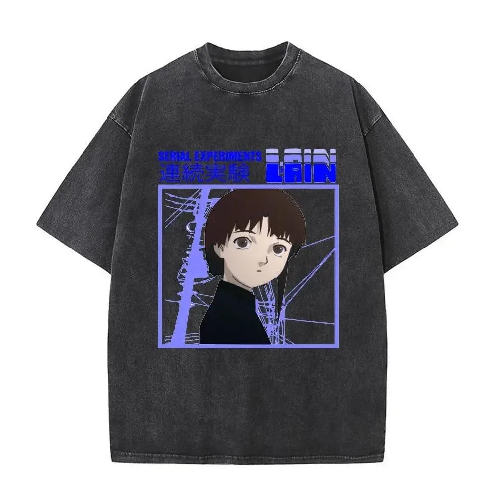 Serial Experiments Lain Iwakura Lain "Everyone's Connected" Episode List Vintage Washed Oversized Black T-Shirt | 90s Cyberpunk Cult Anime Fan Merch