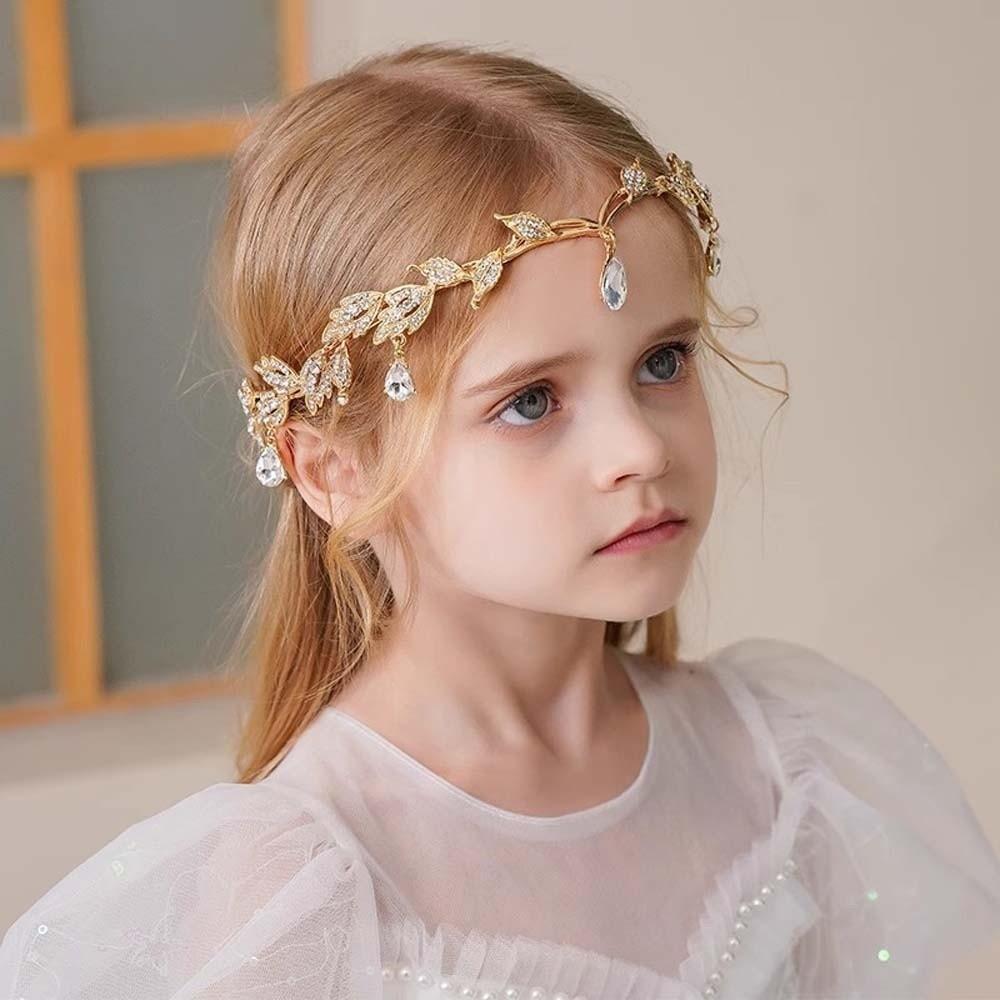 Exquisite Crystal Forehead Accessory Leaf Design Bride Shiny Hair Hoop  Birthday Head Jewelry