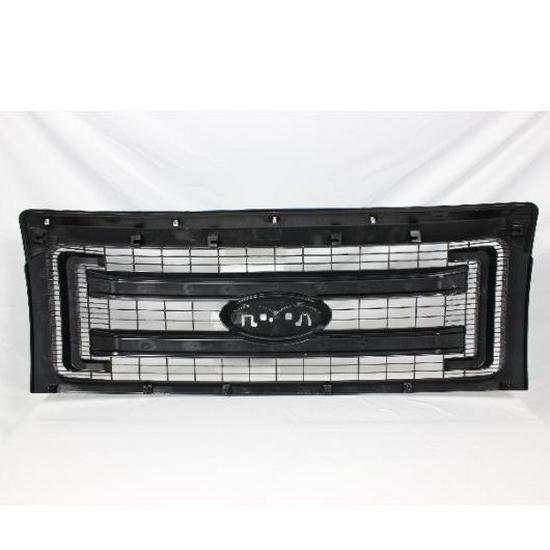 Bright Black Front Grille for Ford F150 2009-2014 XLT - High Trim Version.