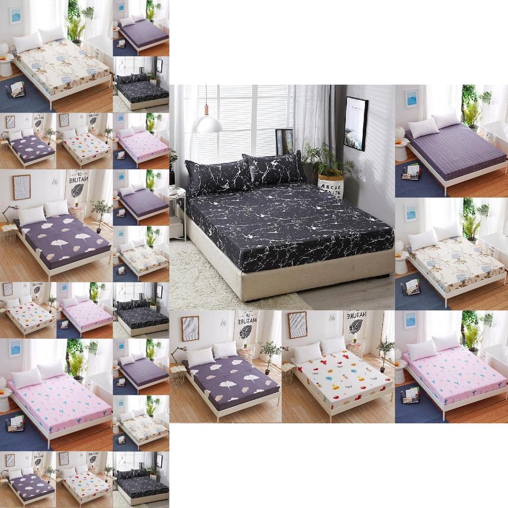 Bed Fitted Sheet Cover Without Pillowcase Floral Printed Single Double King Size