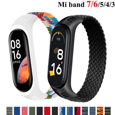 Armband für Xiaomi Mi Band 6 7 Armband Nylon Geflochten Solo Loop Armband Miband5 Armband Gürtel Mi Band 5 4 3 6 Riemen