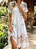 Bohemian 3D Print V-Neck Short-Sleeve Maxi Dress for Women