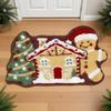Gingerbread Doormat Christmas Welcome Mat 60x40cm Non Slip Absorbent Soft Entrance Mat for Porch Kitchen Bathroom Living Room
