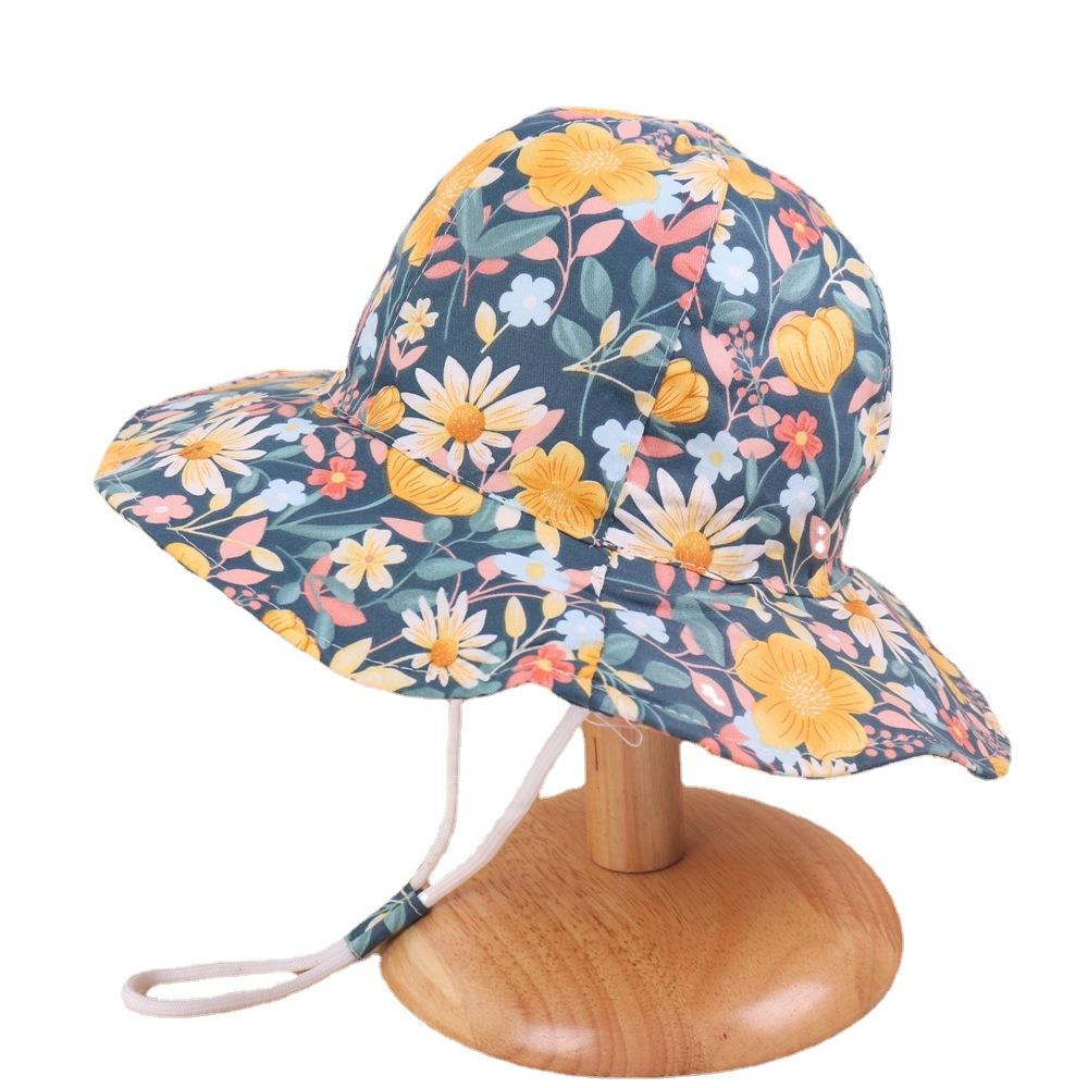Baby Boys And Girls Summer Beach Hats 1-8 Years Old UPF 50+ Toddler Infant Wide Brim Outdoor Bucket Hat with Strap