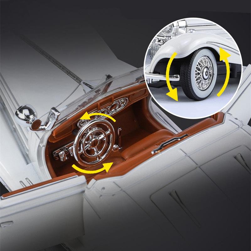 1/24 Benzs 500K Alaşımlı Araba Modeli Pres Döküm Metal Klasik Araçlar Araba Modeli Simülasyon Ses ve Işık Koleksiyonu Çocuk Oyuncak Hediye