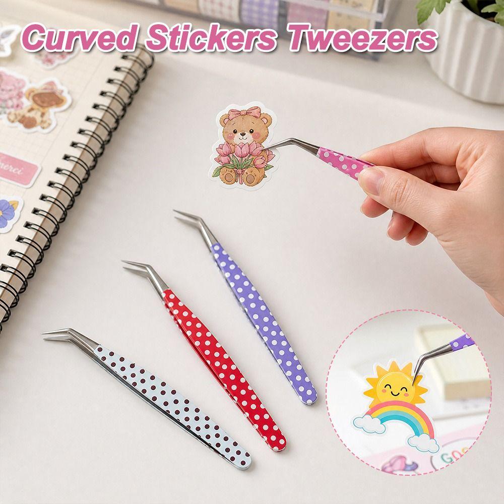 Stainless Steel Curved Stickers Tweezers Anti-static Lashes Extension Tweezer Extensions Grafting