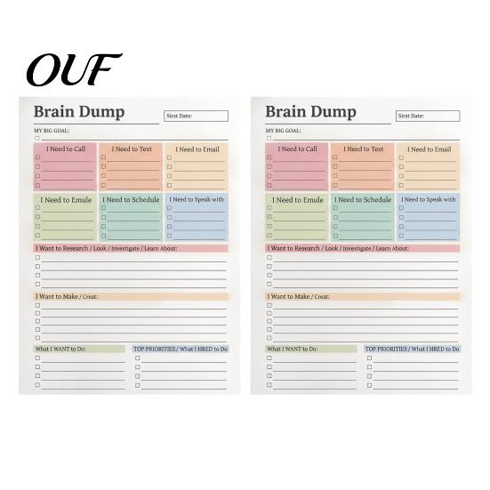 Tear Off Note Pad A5 Brain Dump Planner, Tear-off Daily Task with 50 Priority Organizer Sheet Sheets, Thickened Paper Notepad for Organizing Thoughts